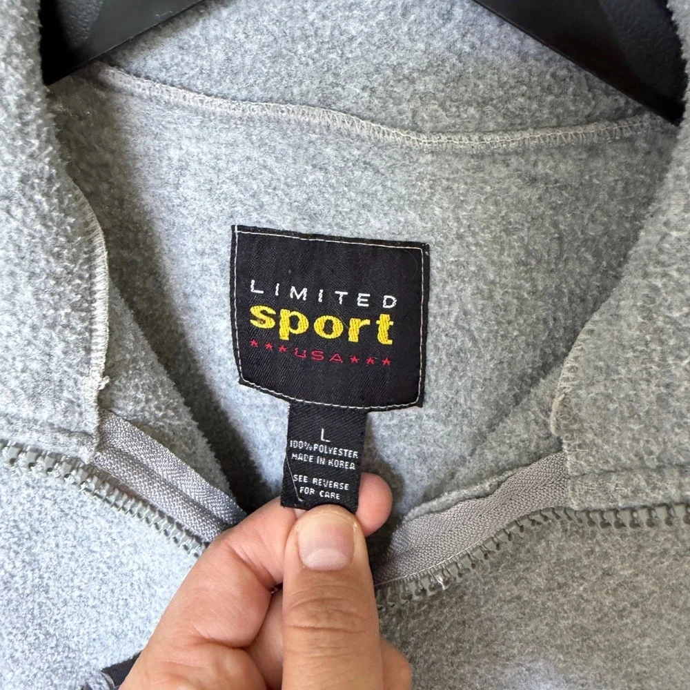 90's Limited Sport USA Quarter Zip Fleece Pullover Gray Women's Large L‎ Top